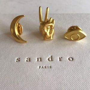 Sandro Paris pins charms 🌙✌🏼👁 3pcs NWOT